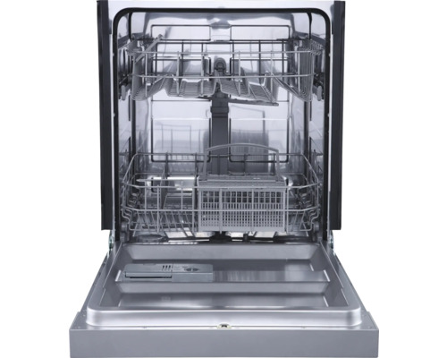 Lave-vaisselle ouvert avec paniers à vaisselle