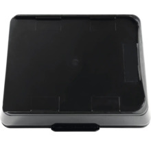 Boîte de rangement noire en plastique avec couvercle