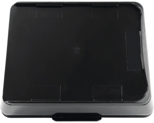 Boîte de rangement noire en plastique avec couvercle