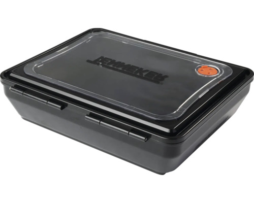 Boîte de pêche noire avec couvercle transparent