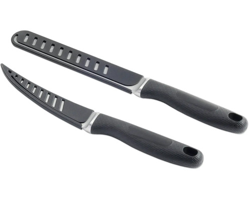 Deux couteaux à fileter noirs avec fentes