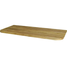Tablette d'étagère en bois avec bords arrondis et veinage naturel.