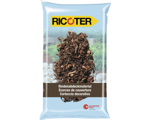Ricoter Rindenabdeckmaterial 0-40 mm 60 l Rindenmulch in einer Verpackung für den Garten