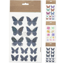 Diverses planches d'autocollants avec des motifs de papillons et de fleurs