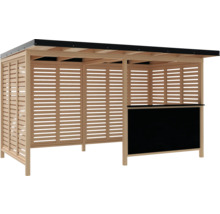Pavillon en bois avec parois à lamelles et comptoir