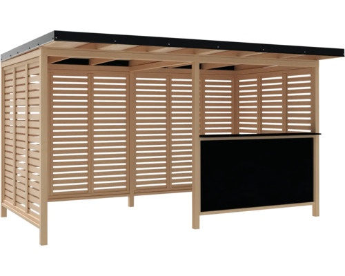 Pavillon en bois avec parois à lamelles et comptoir
