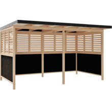 Abri en bois avec paroi à lamelles et toit