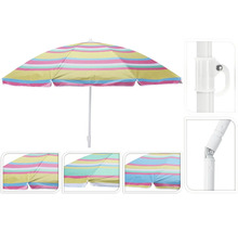 Parasol de plage avec motif à rayures et joint d'inclinaison réglable