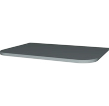 Plateau rectangulaire gris foncé avec coins arrondis.