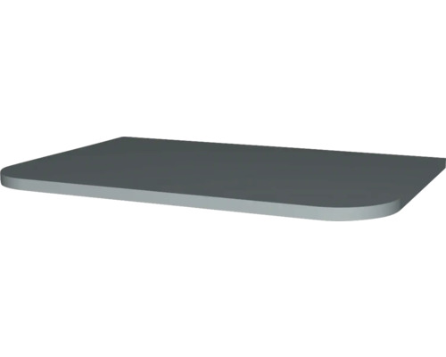 Plateau rectangulaire gris foncé avec coins arrondis.