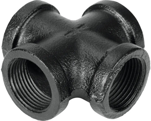 Raccord en fonte malléable noire avec quatre raccords et filetage intérieur