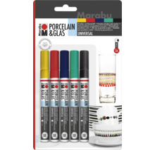 Marabu Porzellan- und Glasmalstifte, Fünferpackung