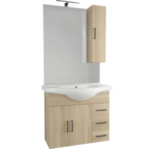 Meuble-lavabo avec miroir et éclairage dans la salle de bain