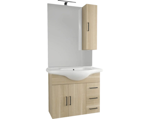 Meuble-lavabo avec miroir et éclairage dans la salle de bain