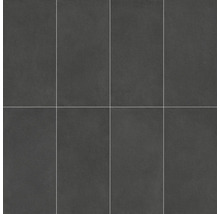 Carreaux de sol rectangulaires en grès cérame foncé, disposés les uns à côté des autres.