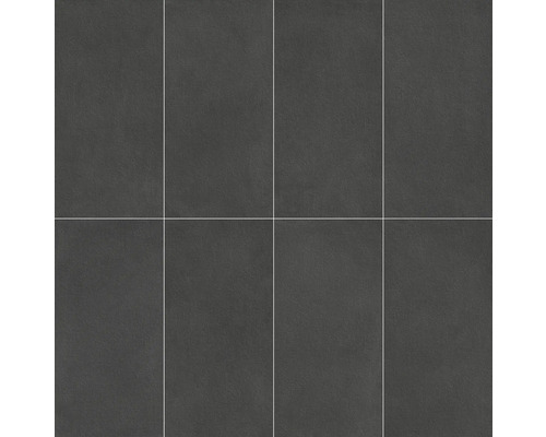 Carreaux de sol rectangulaires en grès cérame foncé, disposés les uns à côté des autres.