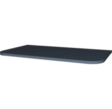 Tablette d'étagère gris foncé avec des coins arrondis.