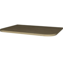 Tablette avec décor bois et angles arrondis