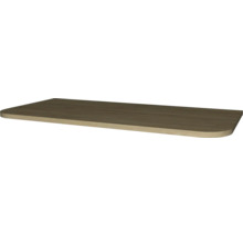 Tablette d'étagère décor bois avec coins arrondis.