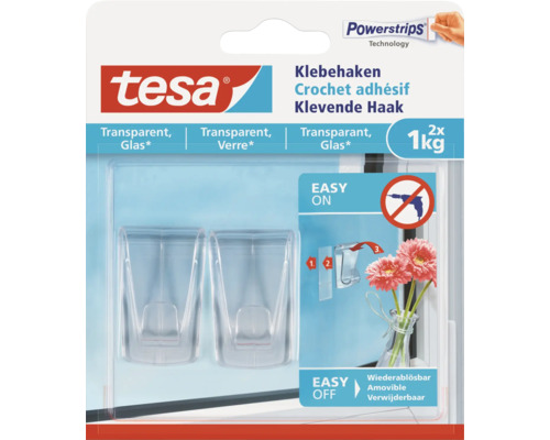 Tesa Klebehaken für Glas, Doppelpackung