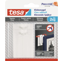 Clou adhésif Tesa pour papier peint et plâtre, force de maintien jusqu'à deux kilogrammes, deux pièces
