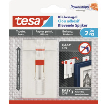Clou adhésif Tesa pour papier peint et plâtre, capacité de charge deux kilogrammes, deux pièces