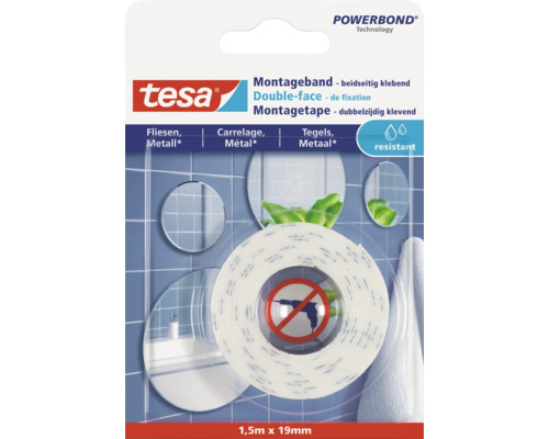 Tesa Powerbond Montageband, doppelseitig klebend, 1,5 Meter mal 19 Millimeter