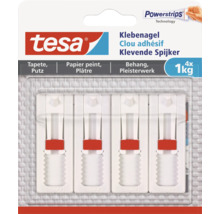 Clous adhésifs Tesa pour papier peint et plâtre, supportant jusqu'à 1 kilogramme, 4 pièces