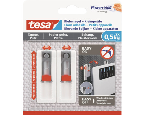 Clou adhésif Tesa pour papier peint et plâtre, convient aux petits appareils jusqu'à 0,5 kg