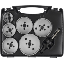 Jeu de scies cloches avec foret dans une mallette noire