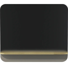 Étagère murale avec panneau arrière noir et tablette en bois clair.