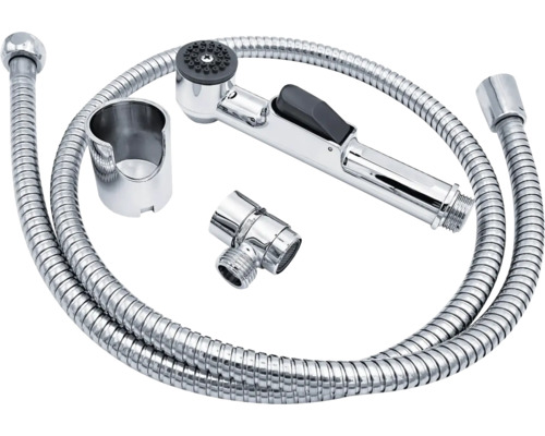 Set de douchette bidet avec flexible, support et raccord en T