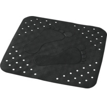 Tapis de bain noir avec motif d'empreintes de pieds et ventouses