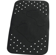 Tapis de bain noir avec motif d'empreintes de pieds et ventouses