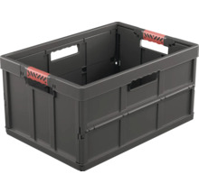 Graue, zusammenklappbare Transportbox mit Griffen