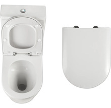 Weisses Stand-WC mit offenem und geschlossenem Toilettendeckel