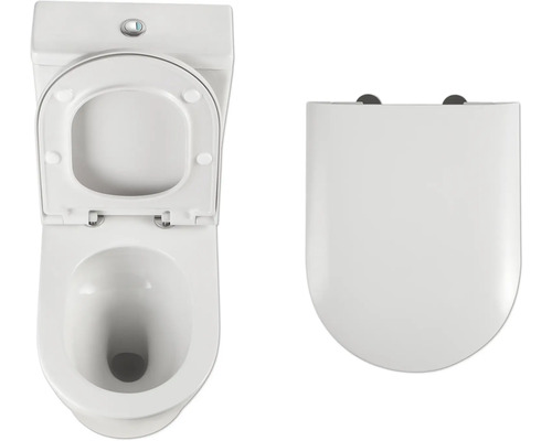 Weisses Stand-WC mit offenem und geschlossenem Toilettendeckel