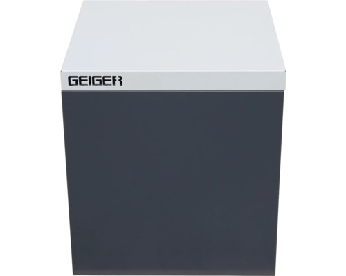 Logo Geiger sur container de bureau