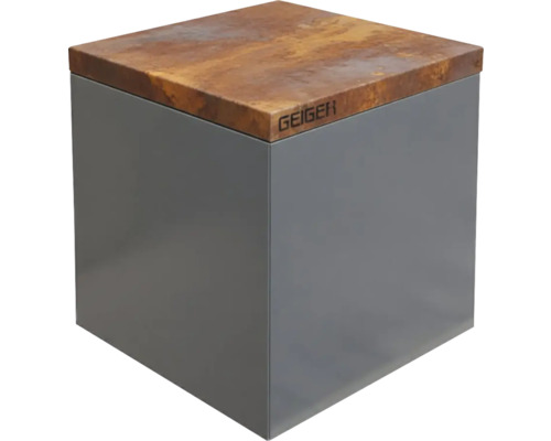 Geiger Würfelhocker mit Metallgestell und Holzplatte
