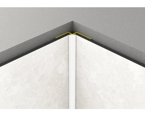 Angle avec profilé de carrelage et rail de carrelage