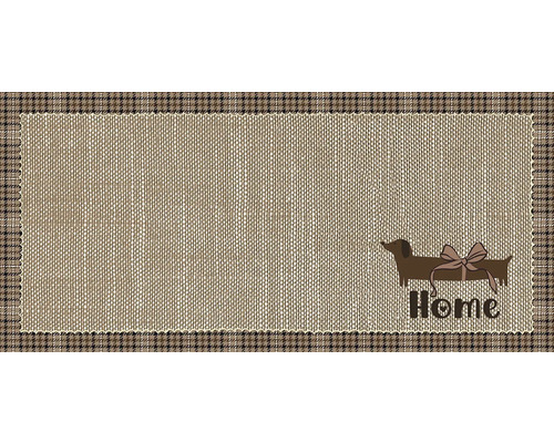 Dekorative Fußmatte mit Dackelmotiv und der Aufschrift 'Home'.