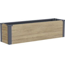 Jardinière rectangulaire avec panneaux aspect bois et cadre stable