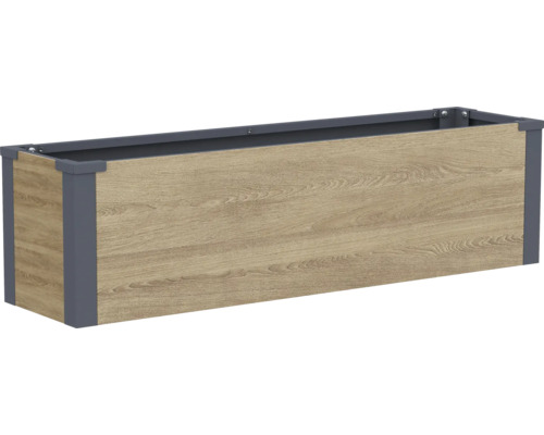 Jardinière rectangulaire avec panneaux aspect bois et cadre stable