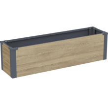 Jardinière rectangulaire surélevée en métal avec panneaux aspect bois pour le jardin