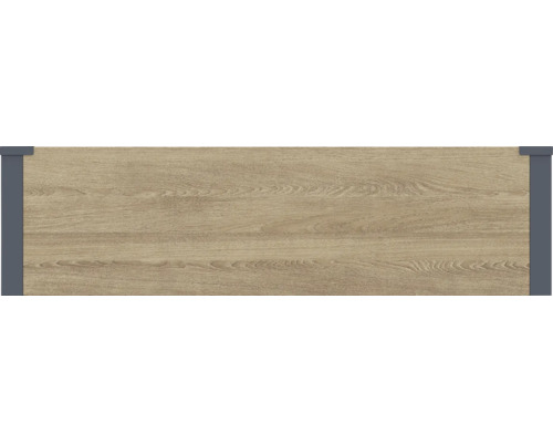 Panneau mural rectangulaire avec aspect bois et bordures.