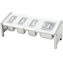 Distributeur d'épices avec quatre récipients et couvercles