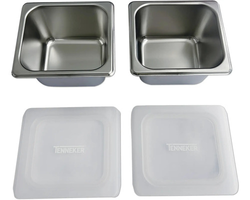Deux récipients en acier inoxydable avec couvercle de la marque Tenneker
