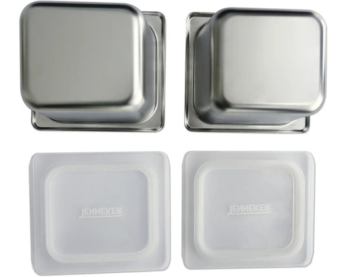 Récipient en acier inoxydable avec couvercle, carré, pour la restauration