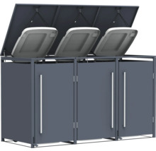 Mülltonnenbox für drei Mülltonnen mit geöffnetem Deckel
