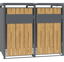Cache-poubelle à deux portes en bois et métal